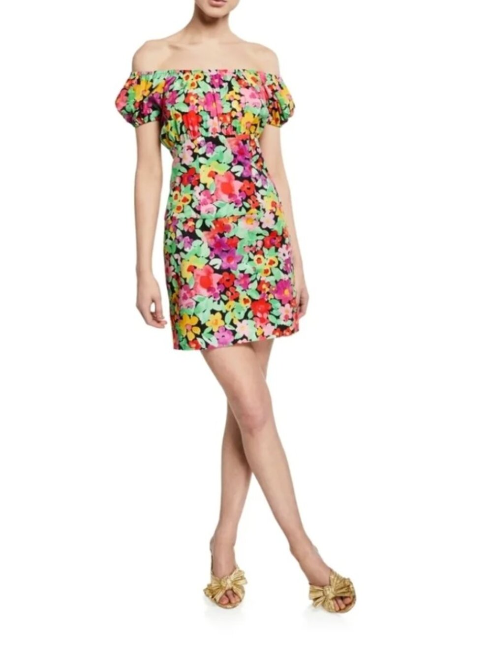 Caroline Constas Calla Floral-Print Off-the-Shoulder Mini Dress Small